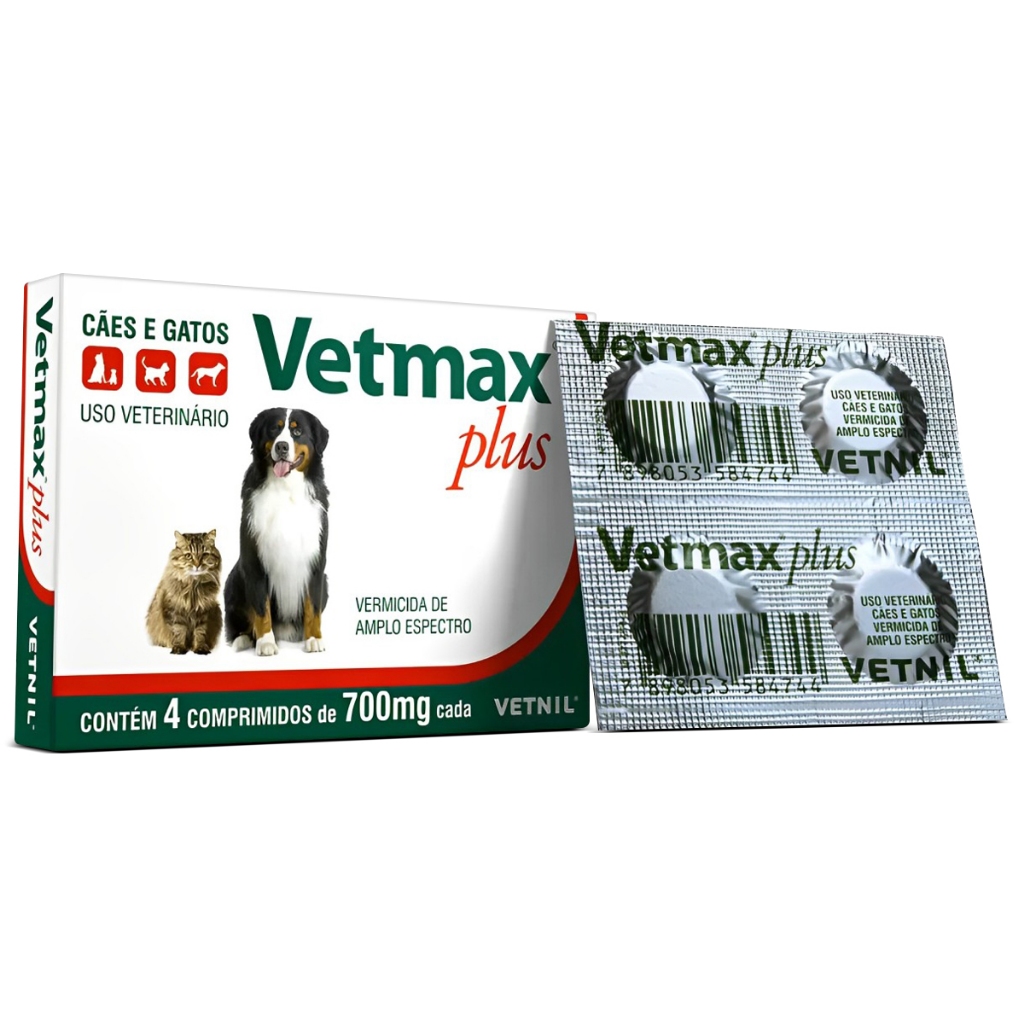 Vermífugo Vetmax Plus com 4 Comprimidos para Cães e Gatos - Vetnil