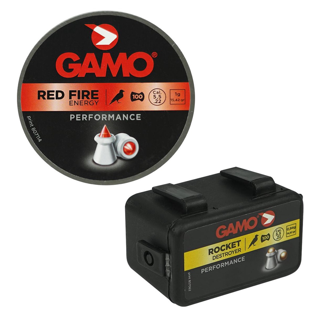Chumbinho Gamo 5.5 Red Fire Energy + Rocket Destroyer Latas 100un