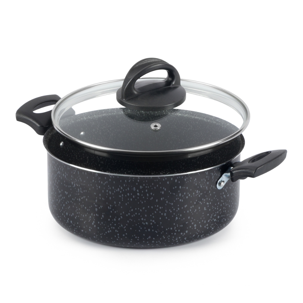Panela Caçarola Antiaderente Tampa Vidro 20Cm 2L Preto Nacional