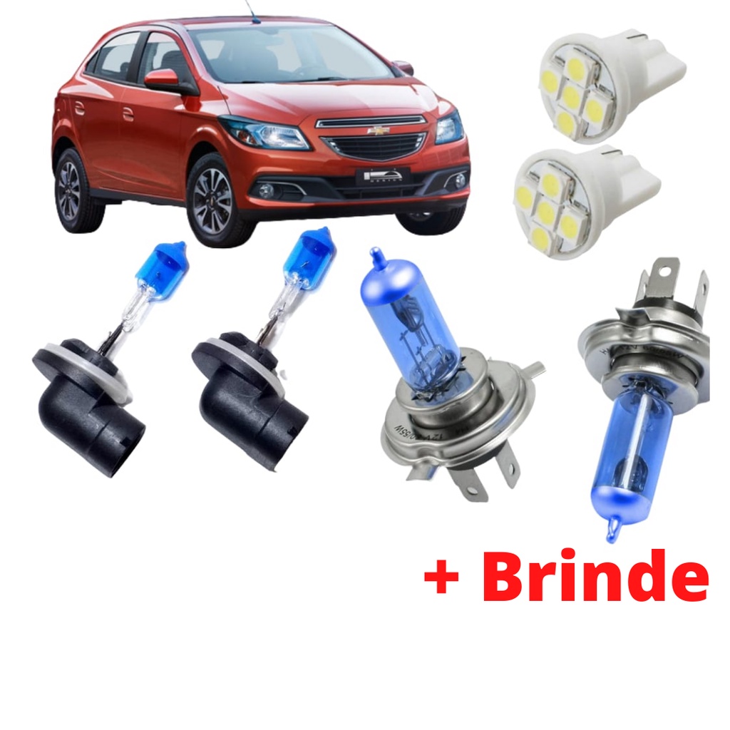Kit Lampada Farol Super Branca Onix Prisma 2012 2013 2014 2015 2016 2017 2018 COM BRINDE