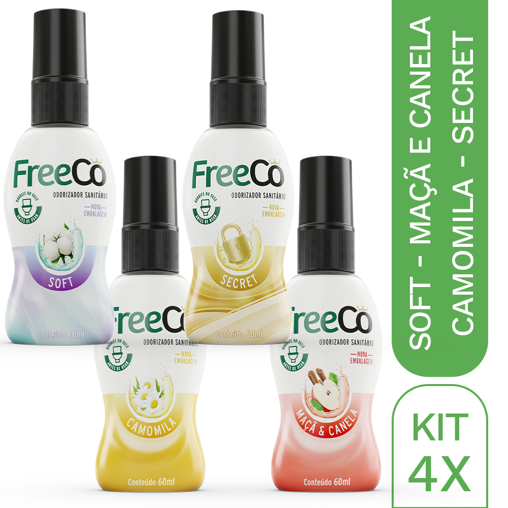 Kit 4 Bloqueadores de Odores FreeCô – Novas Fragrâncias (240ml)