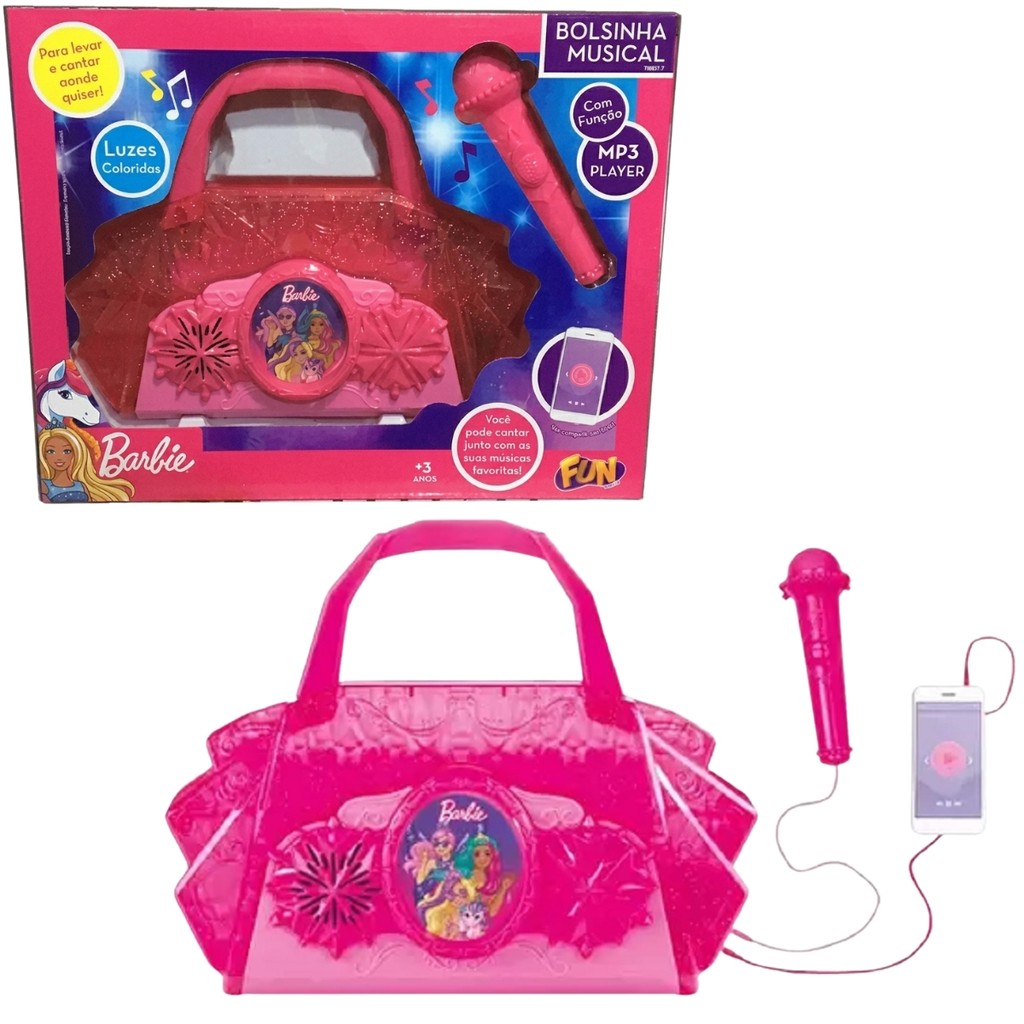 Barbie Bolsinha Musical Rosa Dreamtopia Menina Mp3 F0057-7 - Fun