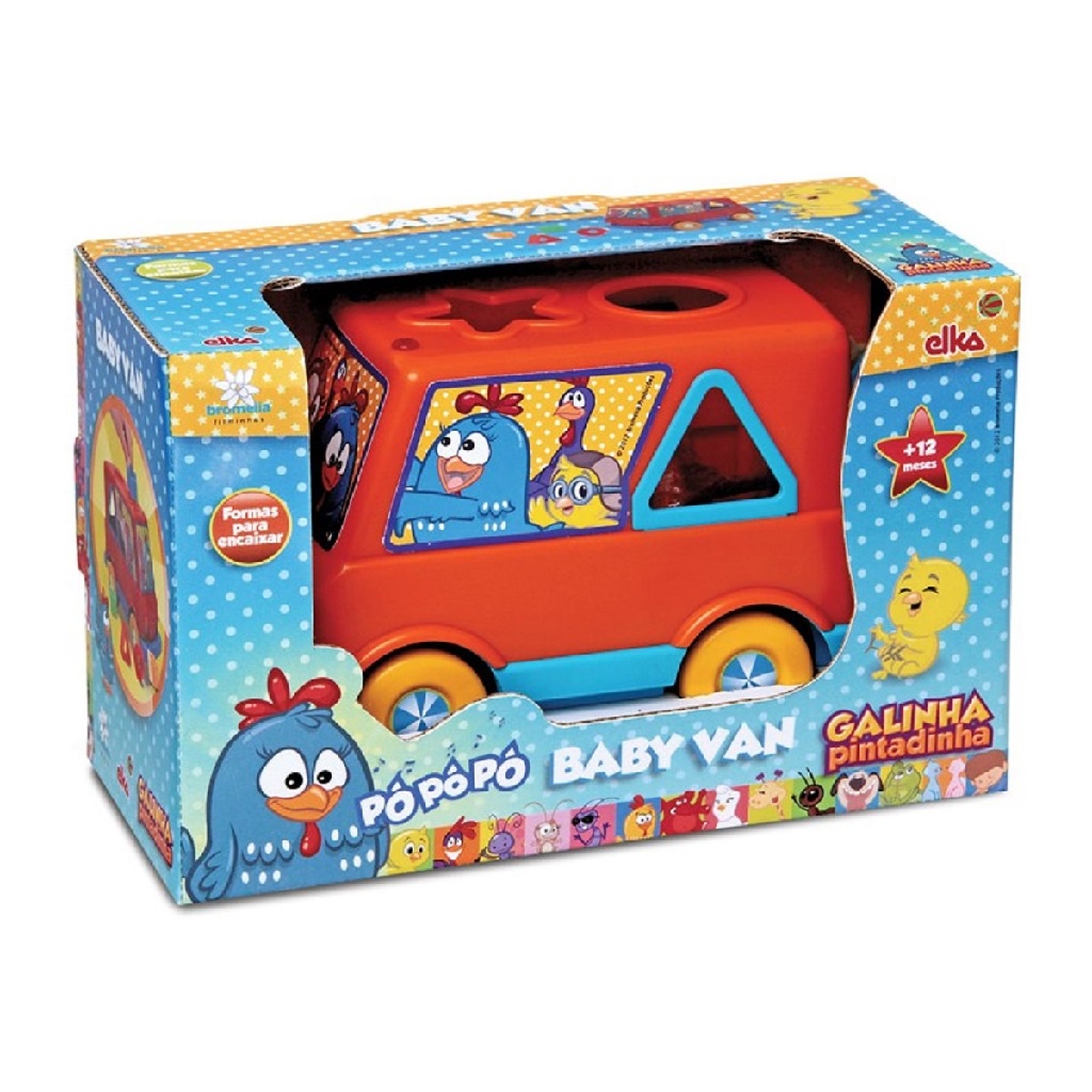 Baby Van Galinha Pintadinha Laranja E Azul Blocos Encaixar 857 - Elka