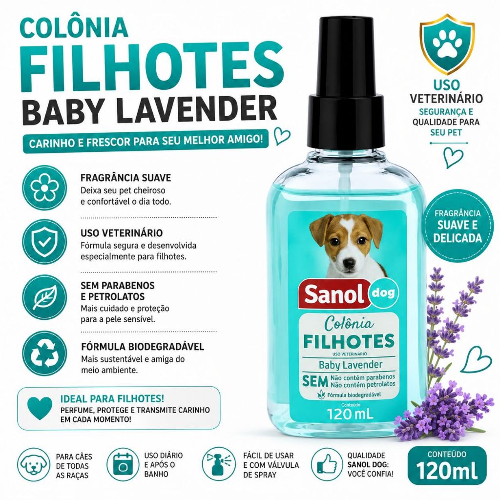 Colônia Sanol Dog Filhotes - 120 ml Val: 09/2027