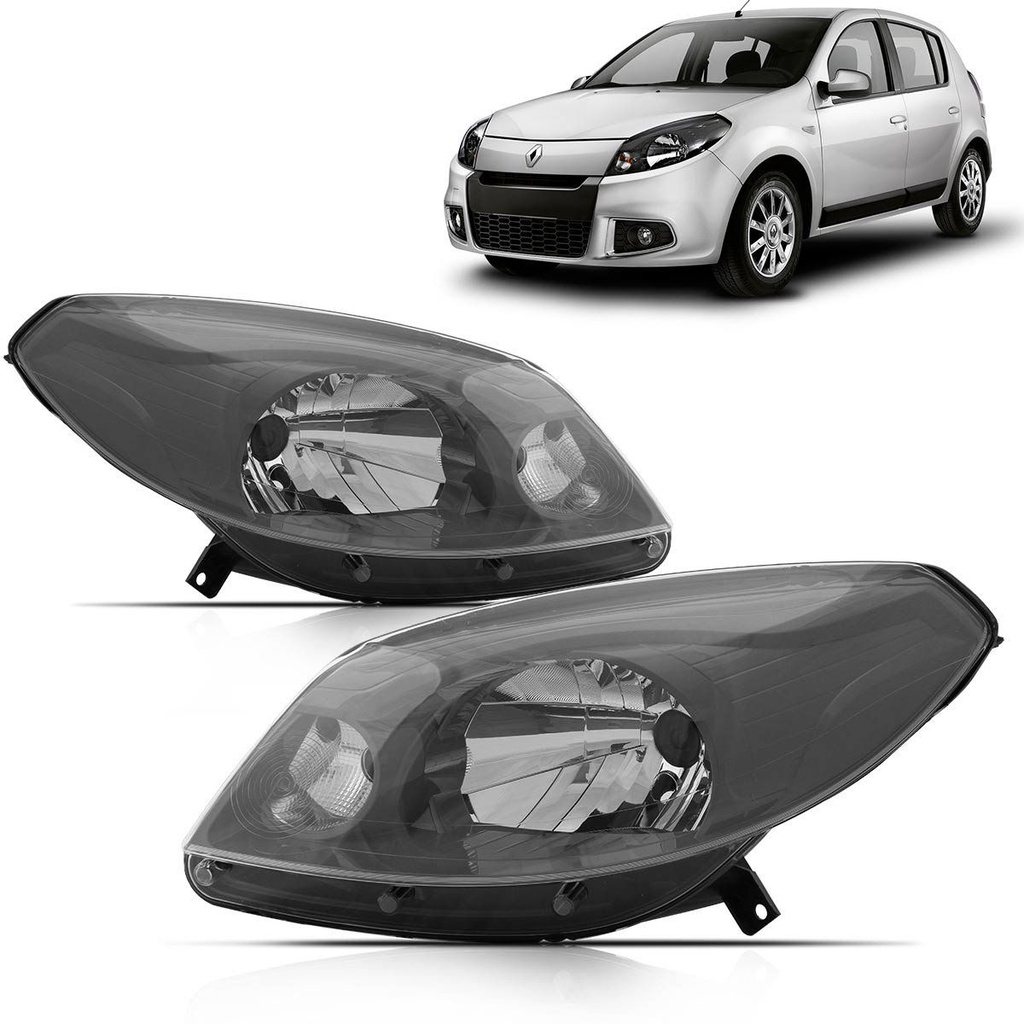 Par Farol Sandero 2012 2013 2014 Mascara Cinza