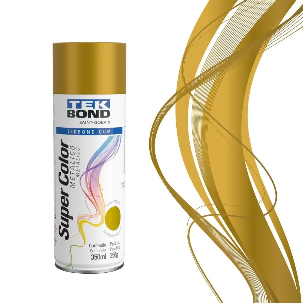 Tinta spray ouro metálico 350 ml - TekBond