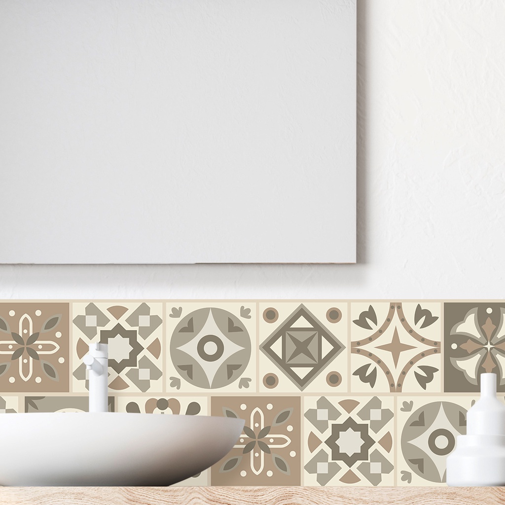 Kit de Azulejo em Tons de Marrom e Bege Decoração Inove