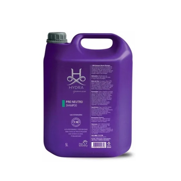 Shampoo Hydra Groomers Pro Neutro Pet Society Para Cães E Gatos - 5 L