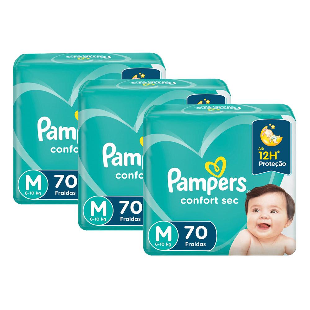 Kit Fralda Pampers Confort Sec Super Tamanho M com 210 unidades