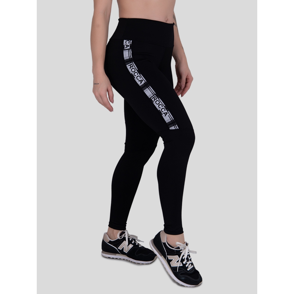 Calça Legging de Poliamida Zero Transparência Lateral Rocca Moda Feminina
