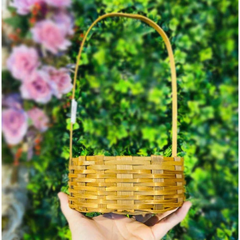 Kit C/10 Cesta De Pascoa Bambu 15 cm Lembrança Florista Aniversário Decoração Festinha Natal