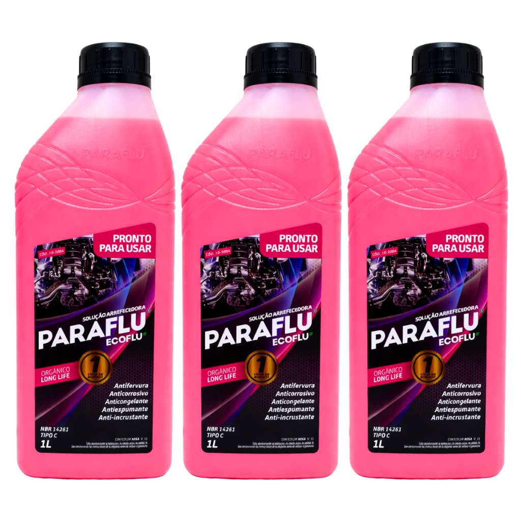 Kit 3 Aditivos Radiador Paraflu Rosa Organico Pronto Uso