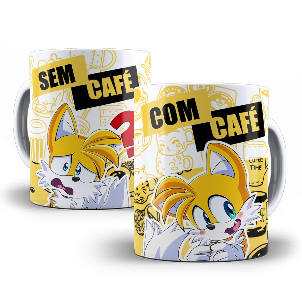 Caneca Tails Sonic com Café Sem Café Porcelana Personalizada