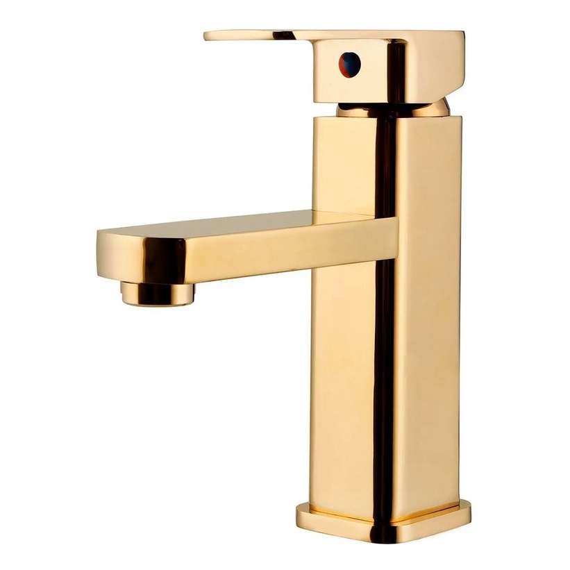 Torneira Banheiro Monocomando Lavabo Bica Baixa Absolute Dourada Gold Misturador Inox