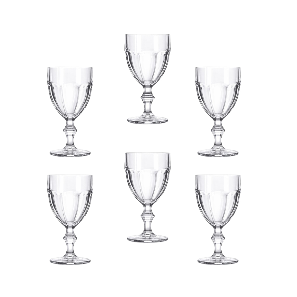 Taças de Vidro Lotus 300ml Conjunto 6 Peças Transparente para Água Suco e Sobremesas