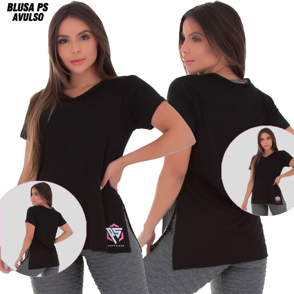 Blusa Feminina Academia Tapa Bumbum Ps Viscose Soltinha