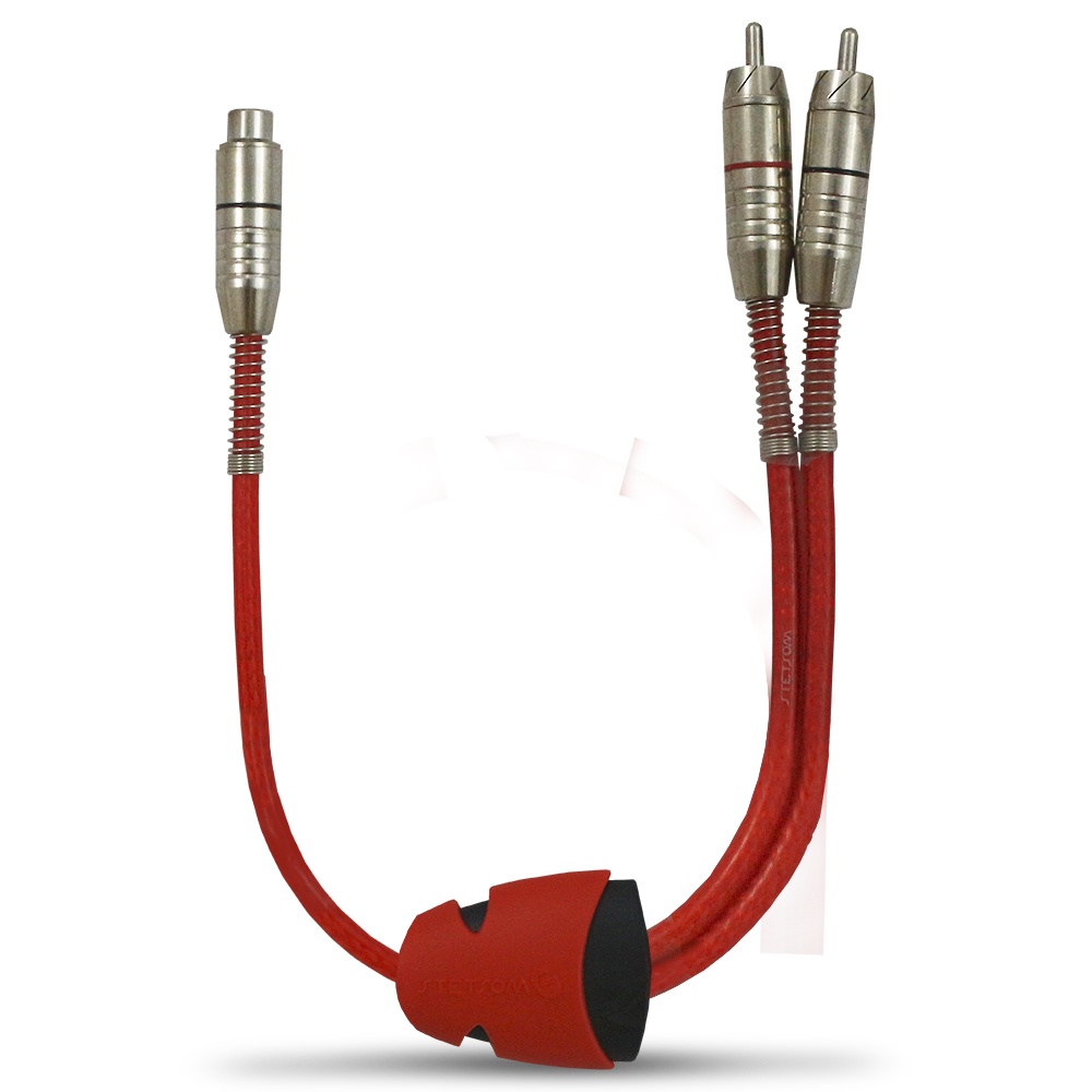 Cabo Rca Automotivo Blindado Stetsom 40 Cm Y 2 Machos 1 Fêmea Flexível Conectores Alta Pressão Banhados Prata 2M 1F