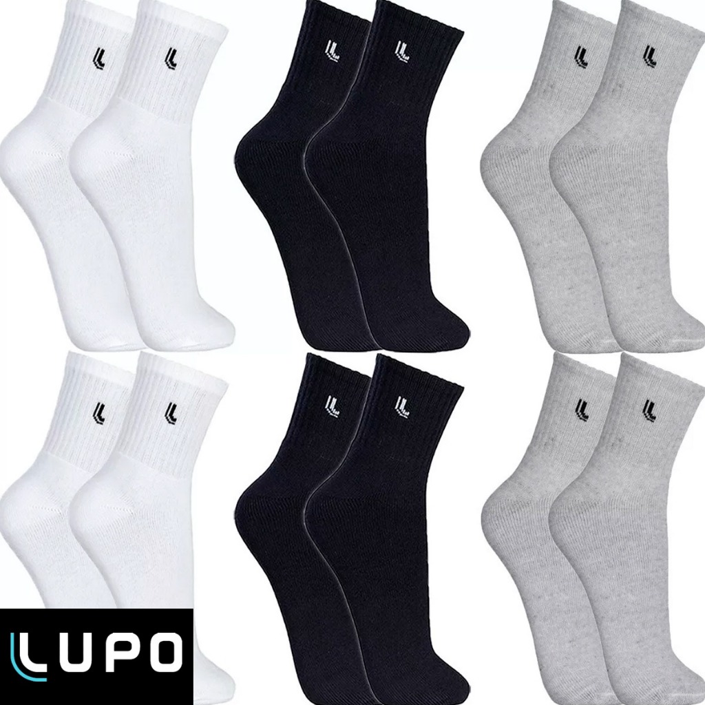 Kit 6 Pares Meias Lupo Cano Médio Alto Longo Meia algodão Original Frio Casual Confortável Atoalhada