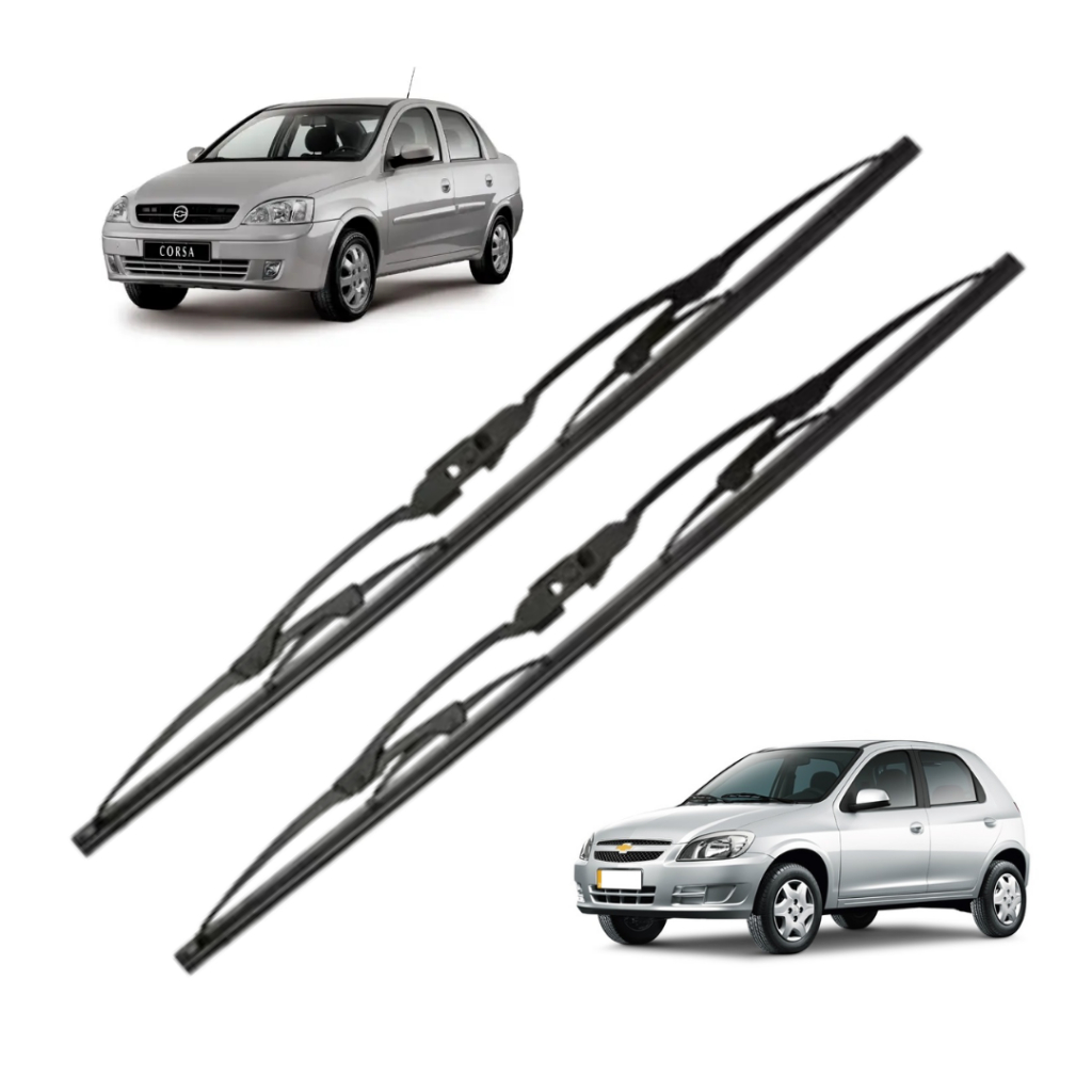 Par Palheta Limpador Parabrisa de Ferro Chevrolet Celta Corsa Prisma
