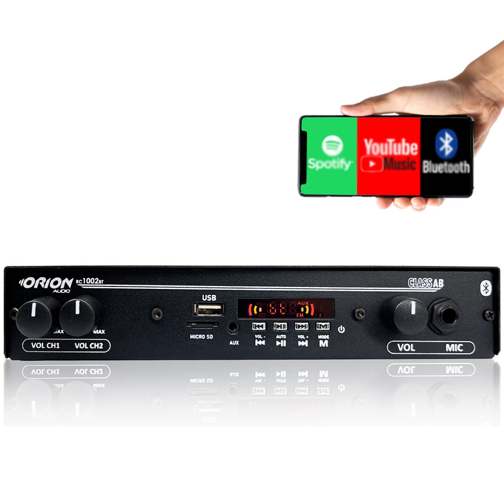 Receiver Orion Slim 1002 Bluetooth Mic Sd Aux 2 Canais 40w
