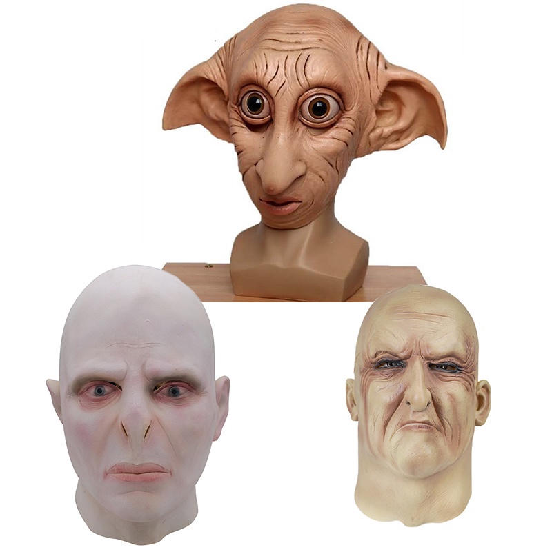 Adulto Unisex Magia Máscara ELF Máscara Filme Harry Potter Voldemort Cosplay Máscaras Partido Jogo Paródia Calçada De Látex Careca Suprimentos Traje De Halloween