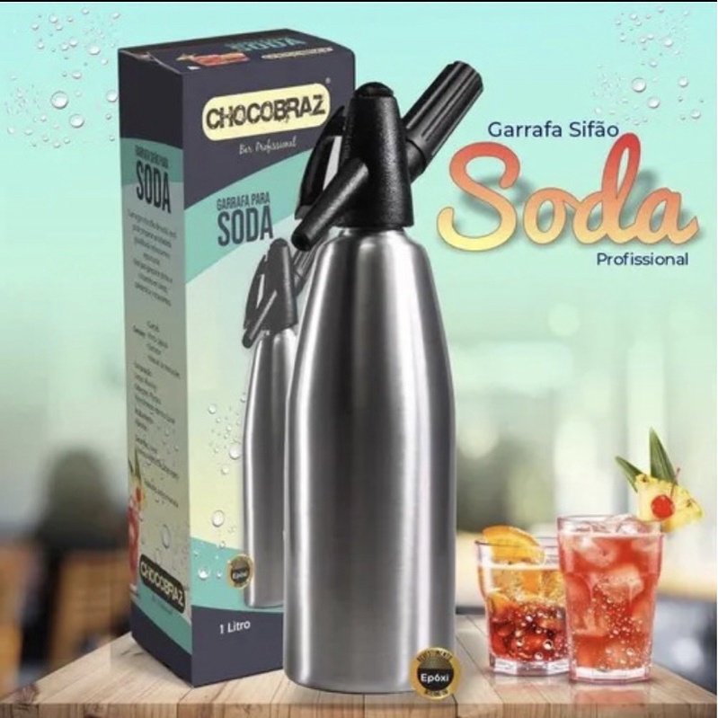 sifao soda garrafa de água com gás 1 litro profissional original chocobraz para drink