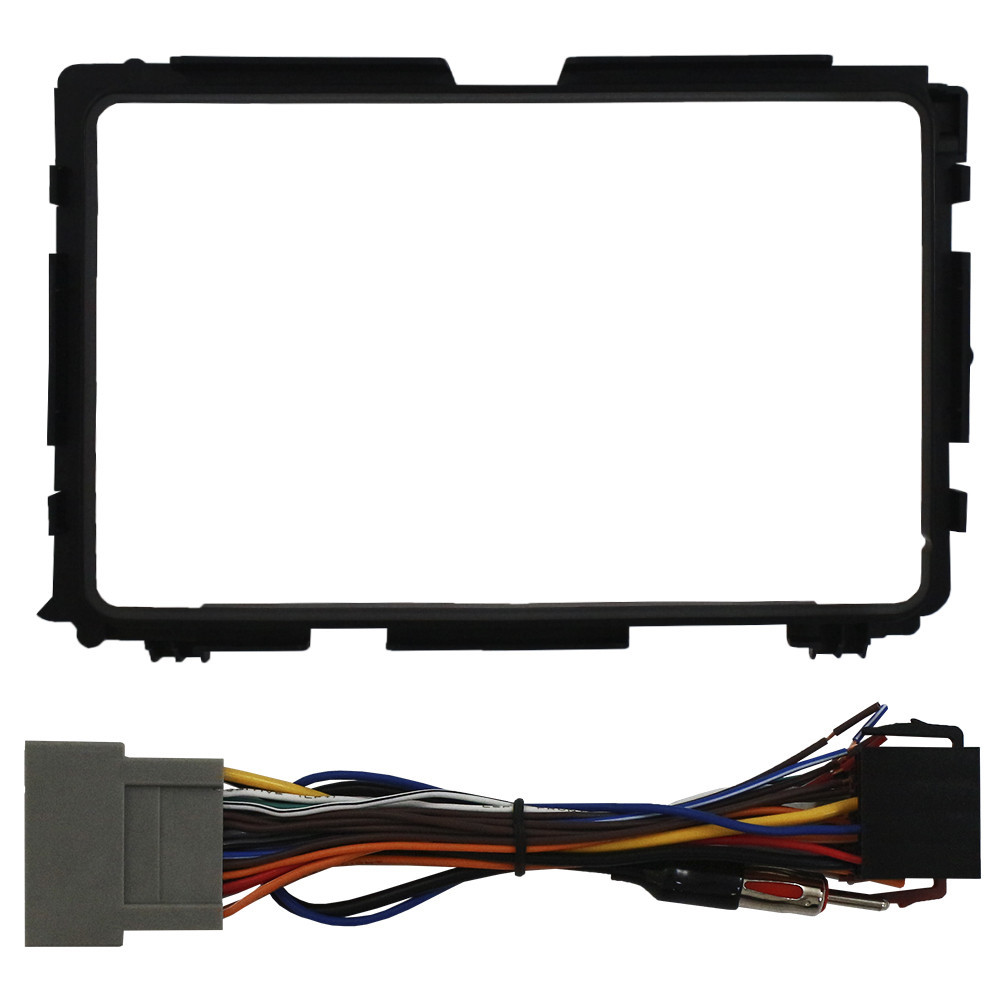 Kit Moldura Painel 9 Pol HR-V 2015 2016 2017 2018 2 Din Preto Chicote Som