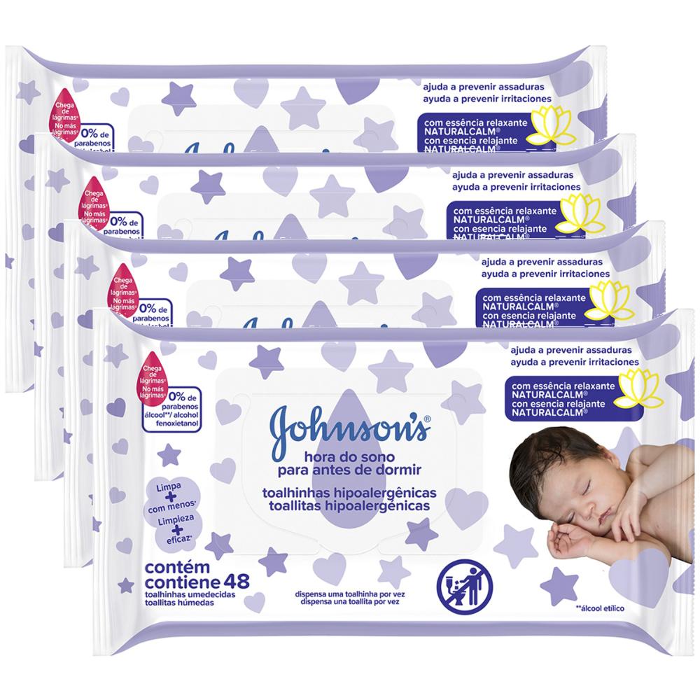 Kit ccom 4 Toalhinhas Johnsons Baby Hora do Sono c/48