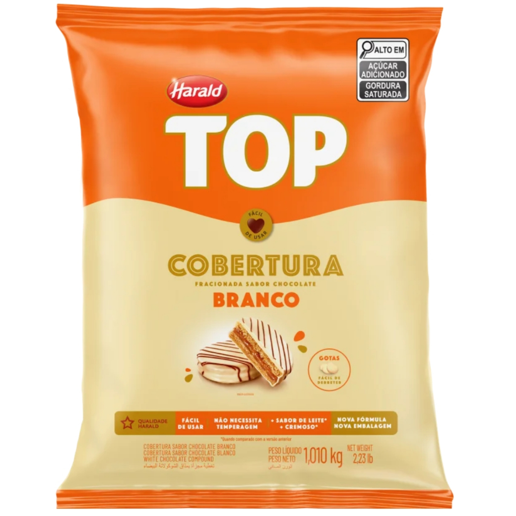 Gotas De Chocolate Cobertura Top Branco 1,01kg Harald