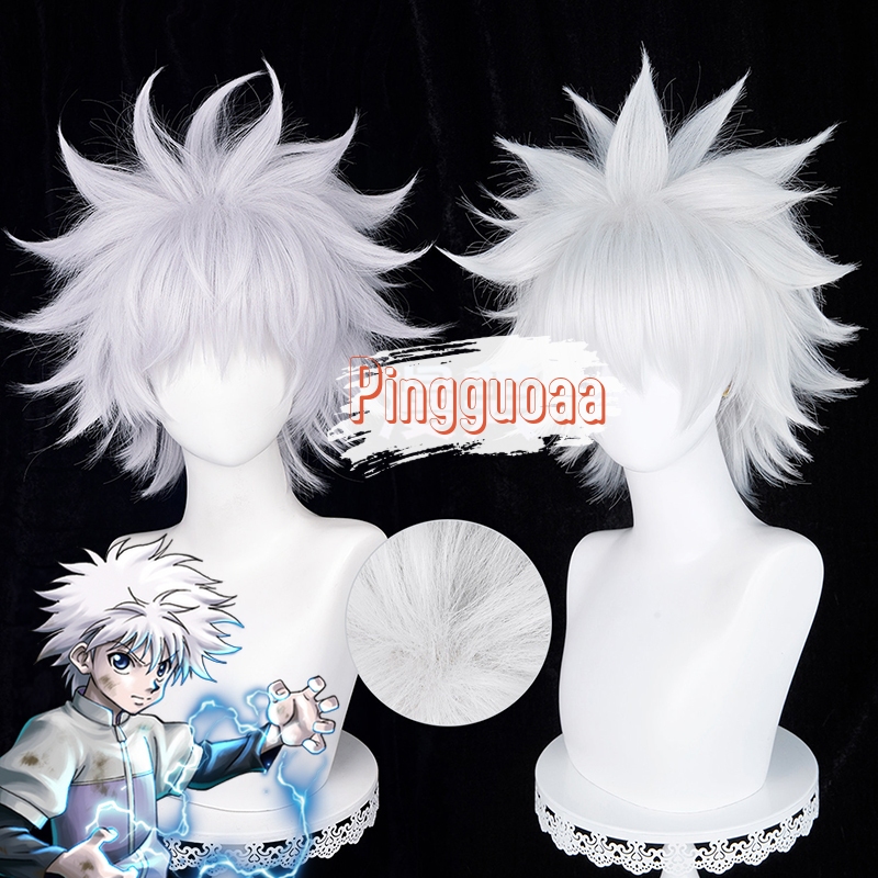 Anime Hunter x Killua Zoldyck Cosplay Peruca 30cm Cabelos Sintéticos Resistentes Ao Calor