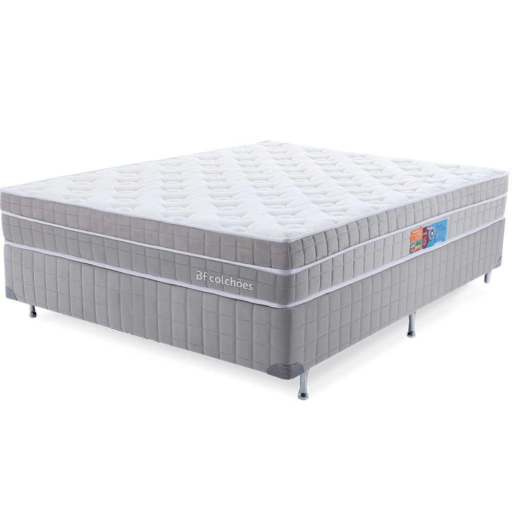Cama Box Casal Colchão Molas Ensacadas Viscoelástica Nasa Ortopédico D33 com Pillow BF Colchões