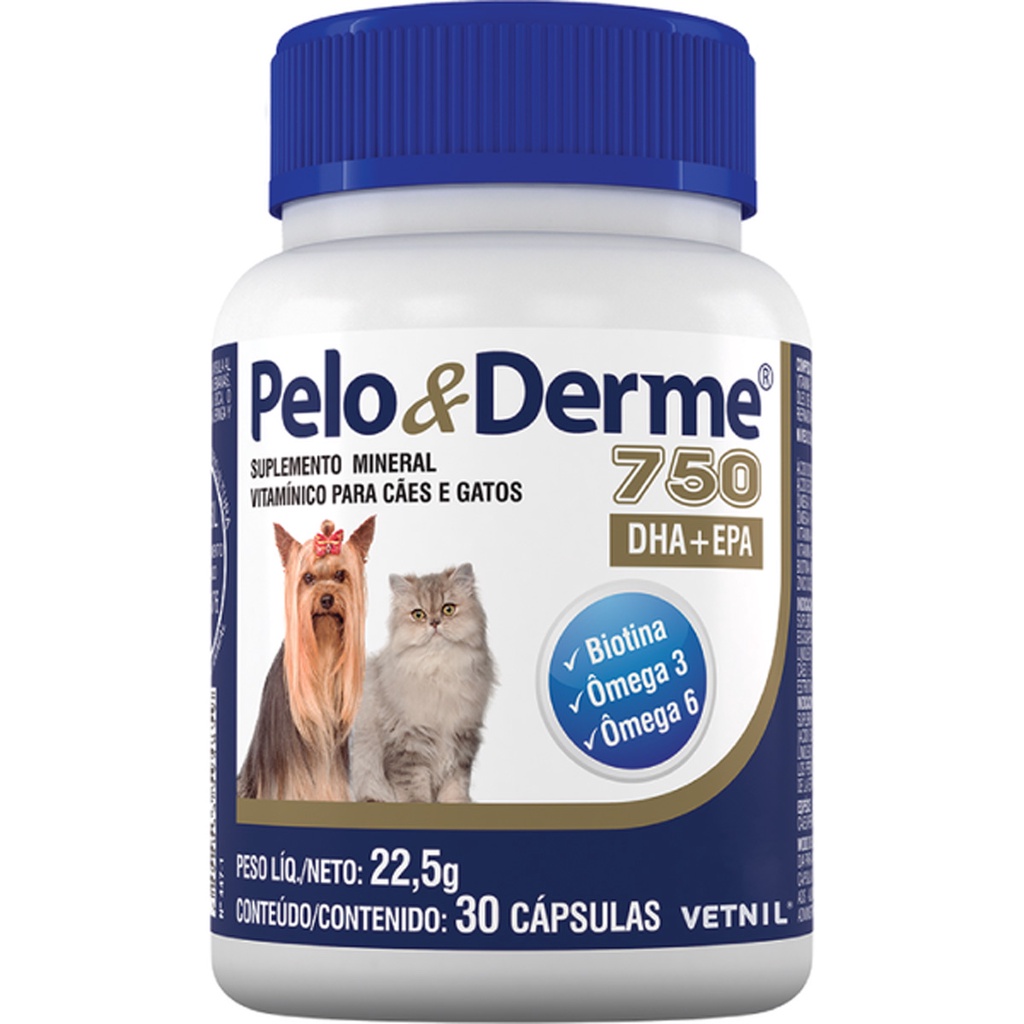 Pelo & Derme DHA + EPA 750 Vetnil - 30 Cápsulas