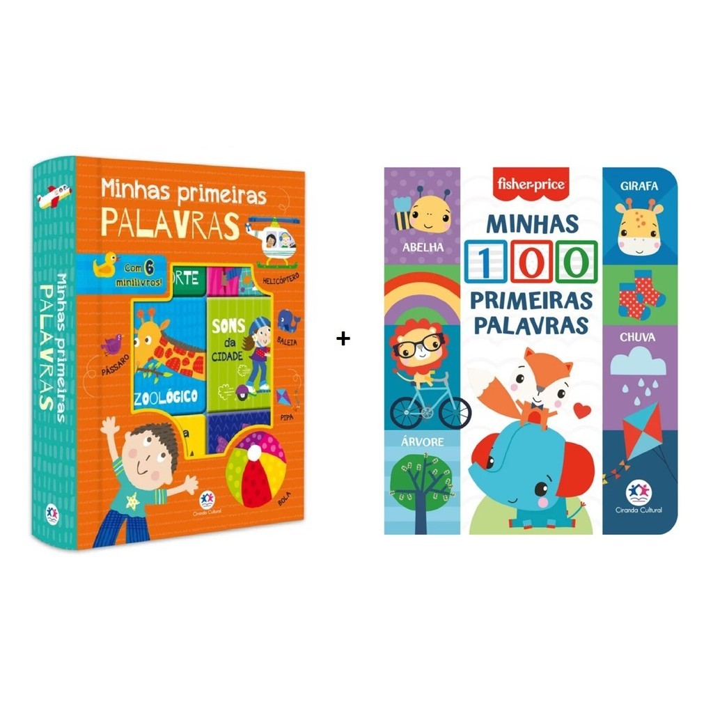Kit 2 Livros | Box com 6 Minilivros Minhas Primeiras Palavras + Fisher Price Minhas 100 Primeiras Palavras | Ciranda Cultural