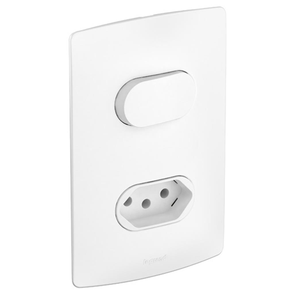 Conjunto 1 Interruptor + 1 Tomada 2P+T 10A 4x2 Nereya Pial