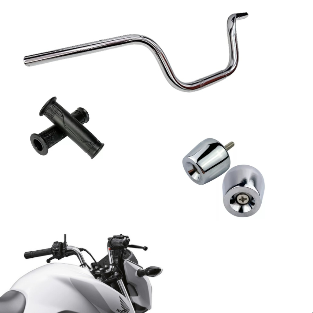 Kit Guidão De Moto Com Manopla Para Cargo E Peso Pcx Cg Fan Titan 125 150 160