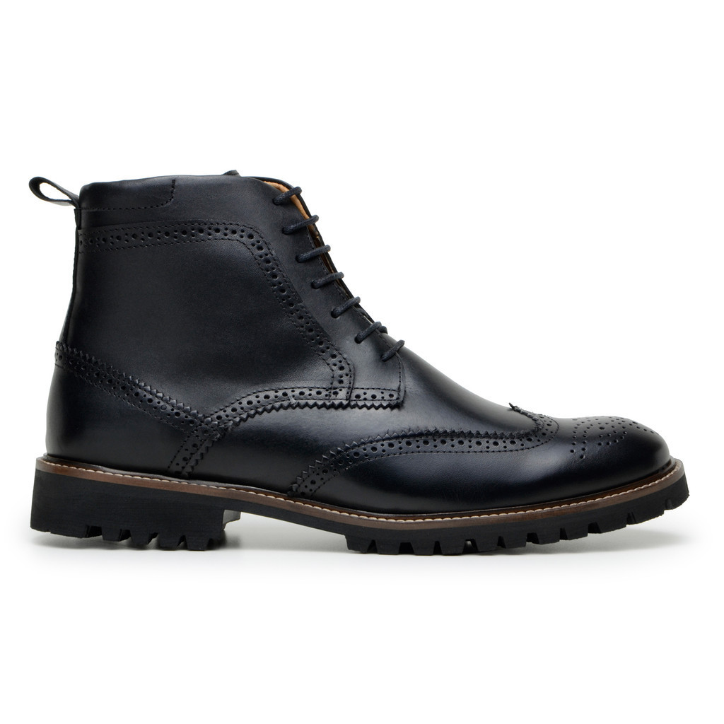 Bota Brogue Ravena Couro Preto