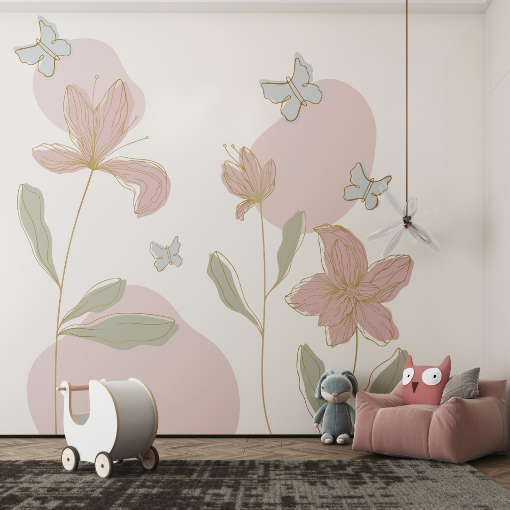 Papel de parede Adesivo Flores Boho Rose-  Gvs Decor *SOB MEDIDA* / VALOR DE ACORDO M2 /  INFORMAR ALTURA X LARGURA CHAT