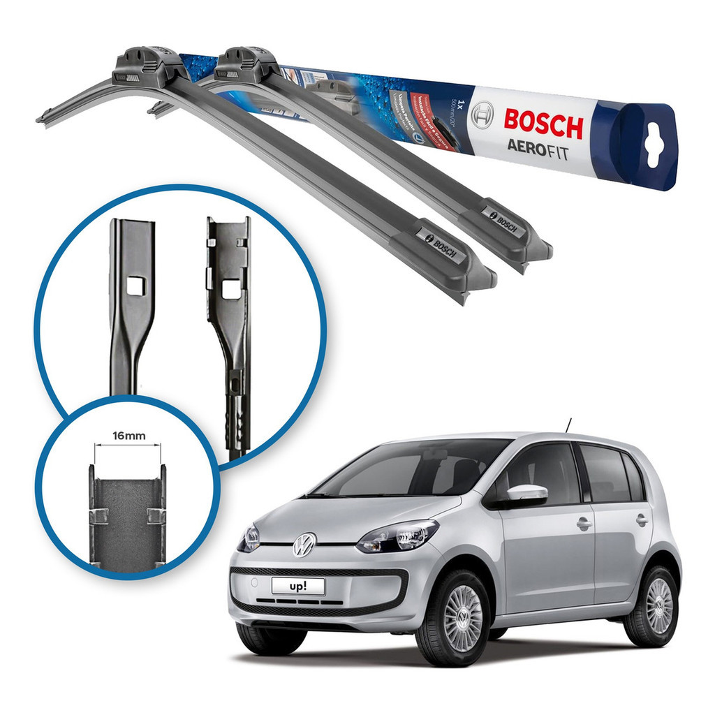 Par de Palhetas Limpador Parabrisa Aerofit Original Bosch Volkswagen Up 2014 a 2021