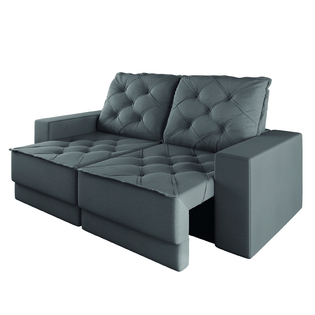 Sofá Retrátil e Reclinável 3 Lugares 1,80m Verona Suede Cinza Mamflex