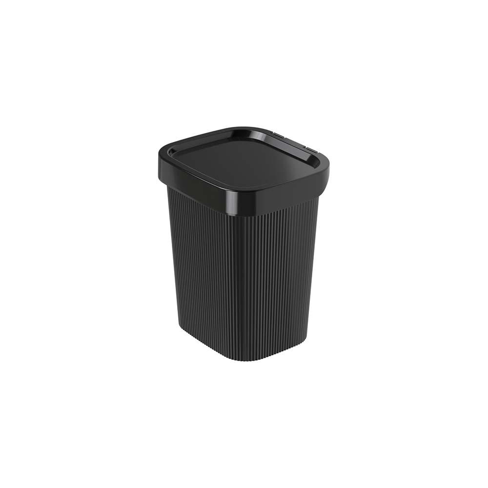 Lixeira de Plástico com Tampa 4,6 L Classic Frisos Preto