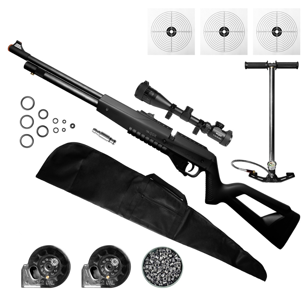CARABINA PCP G850 5,5MM+LUNETA 4-16x40+CAPA+CHUMB+BOMBA+ALVO