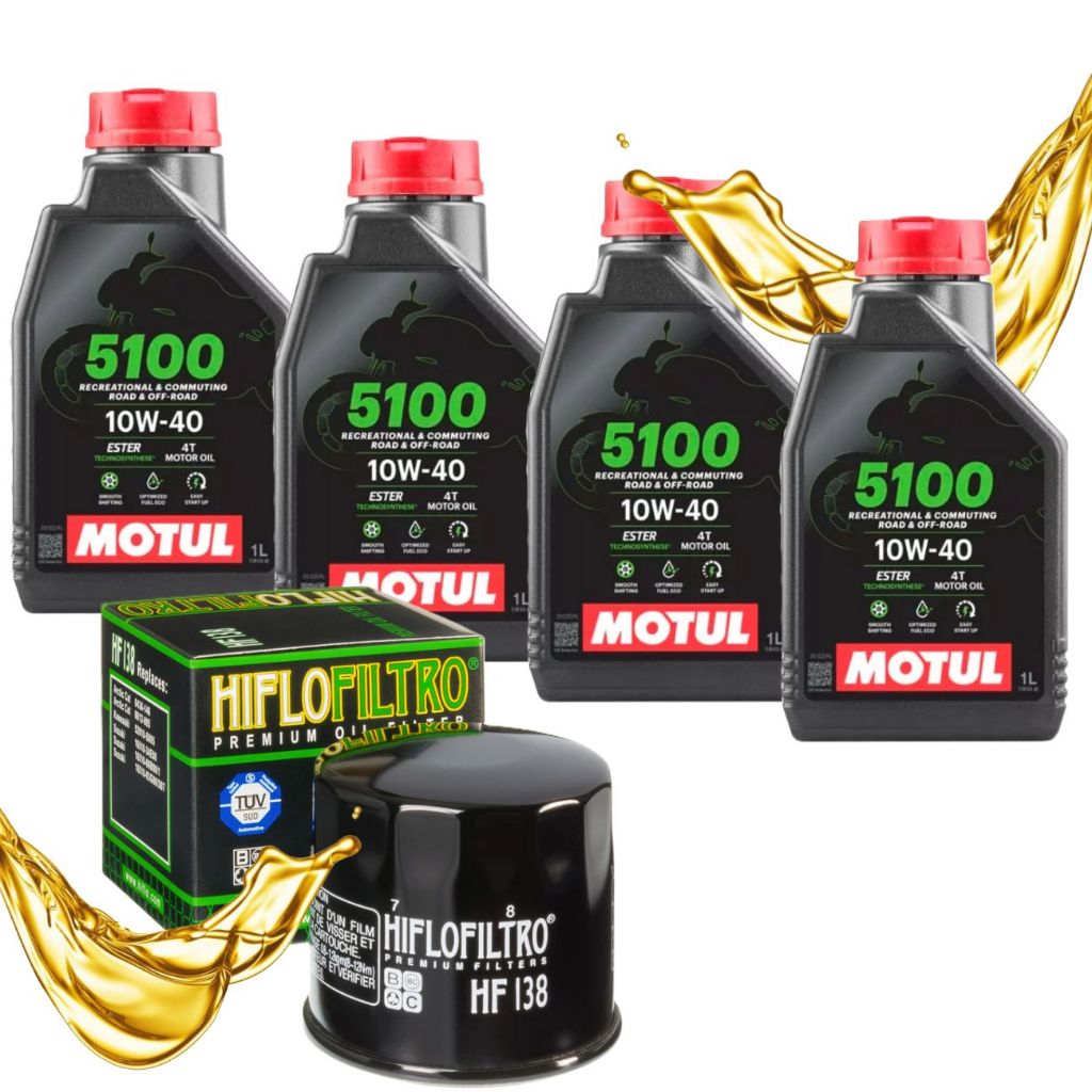 Kit Troca de Óleo para Suzuki Hayabusa 1300r Motul 5100 10w40 4 Litros + Filtro Hiflo Hf138