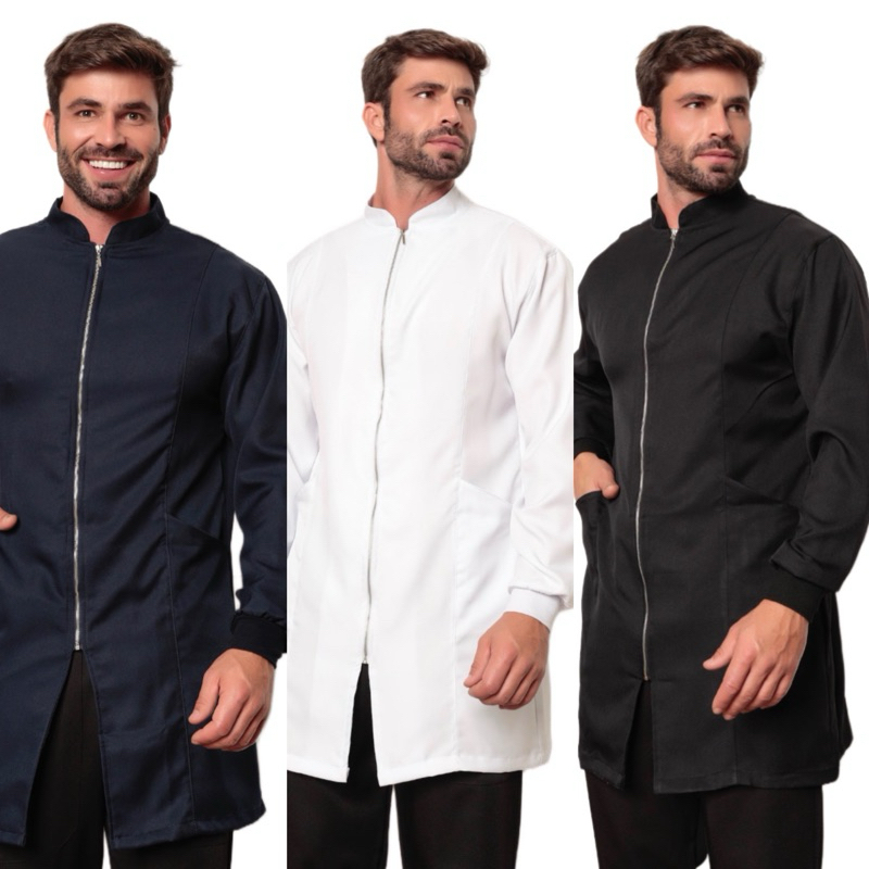 Jaleco Masculino Oxford Premium Zíper Punhos Veneto Várias Cores Gardenia Jalecos