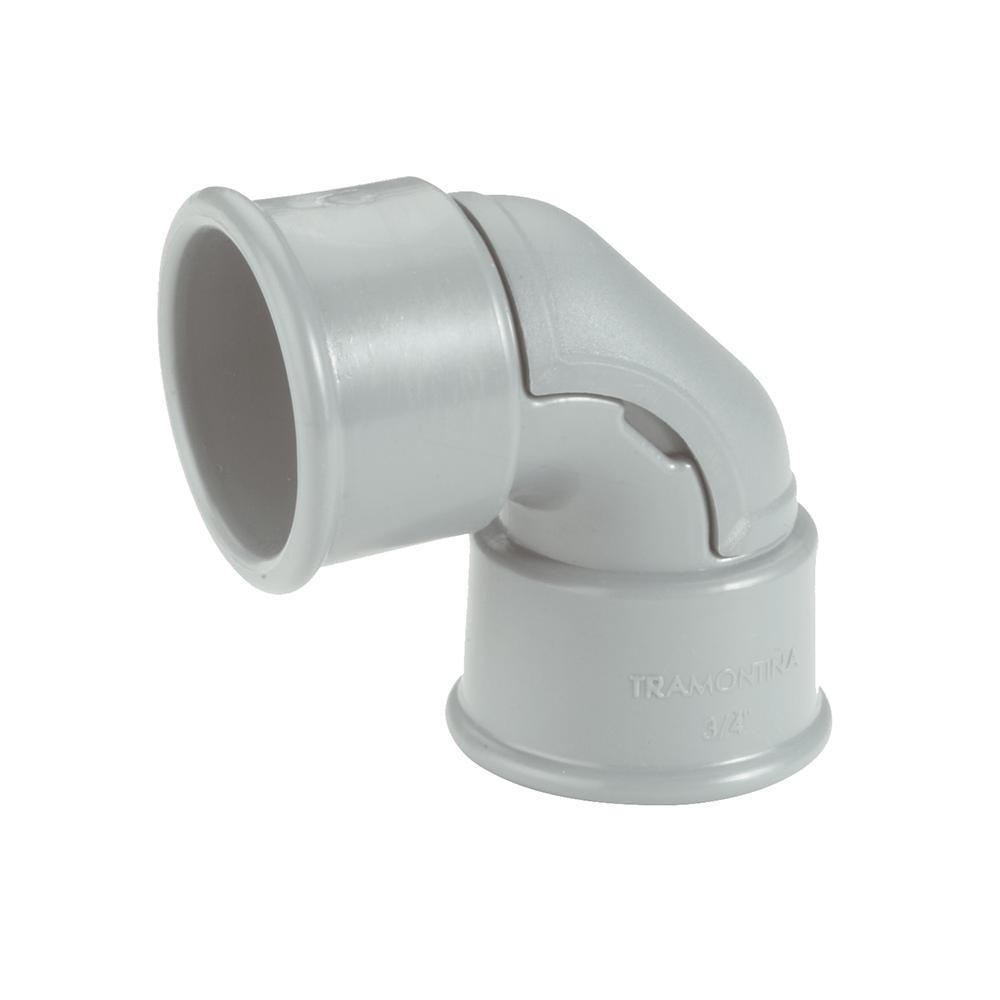 Cotovelo 90º Tramontina 3/4, com Janela para Inspeção, Cinza - 57256/002