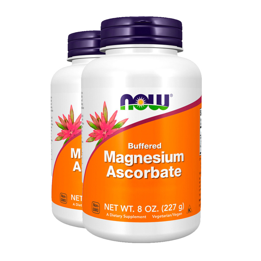 Kit 2x Ascorbato Magnésio Pó + Vit C Now Foods 227g Importado/Made in Usa