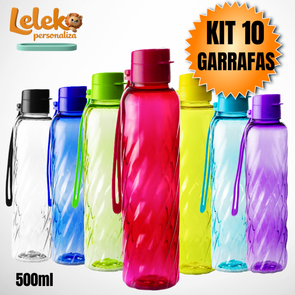 Kit 10 Garrafas Twister 500ml - Várias Cores