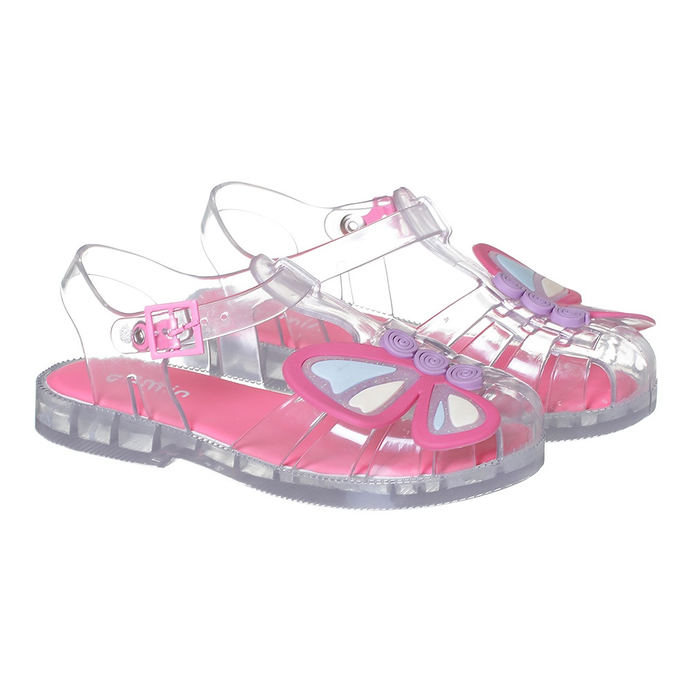 Sandália Infantil menina TRANSPARENTE + aplique BORBOLETA Camin