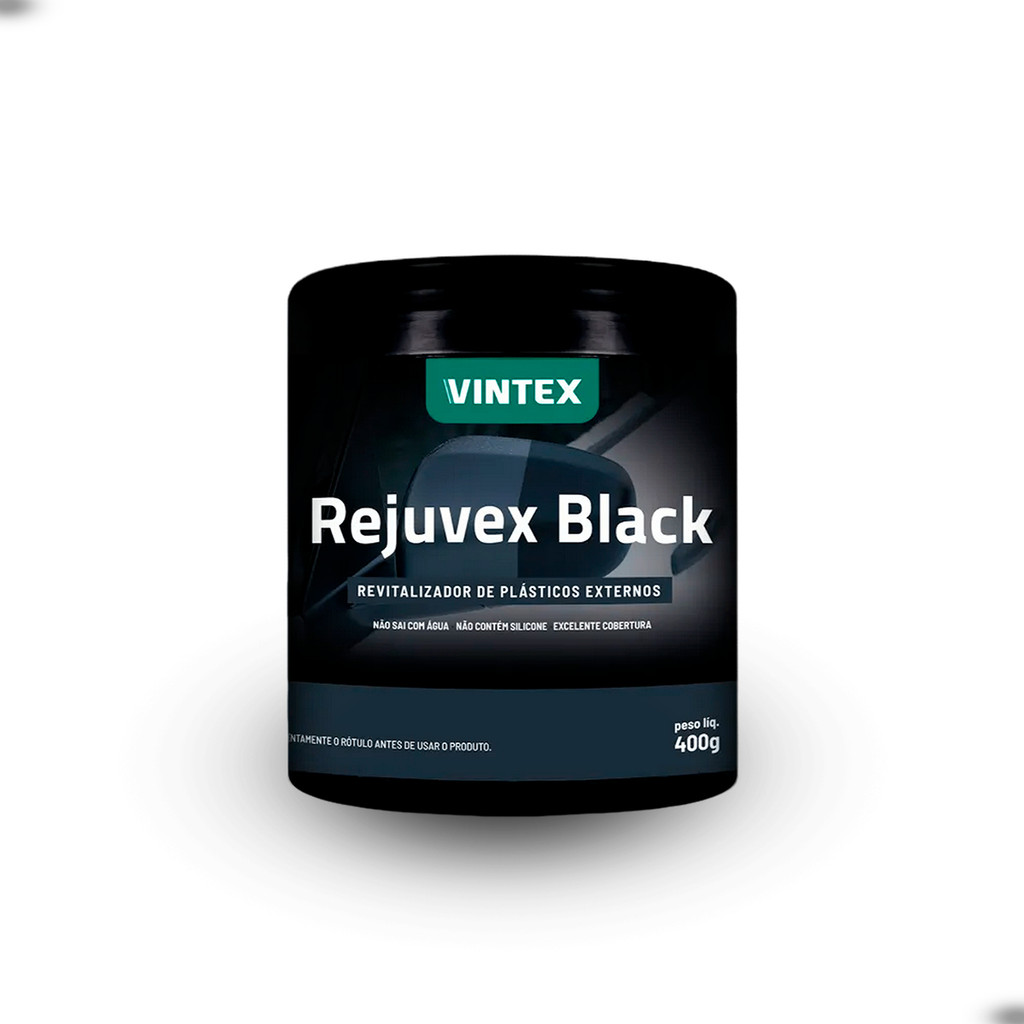Revitalizador Rejuvex Black 400g Renova Plásticos de Carros com Resistência à Água e Cobertura Excepcional para Oficinas