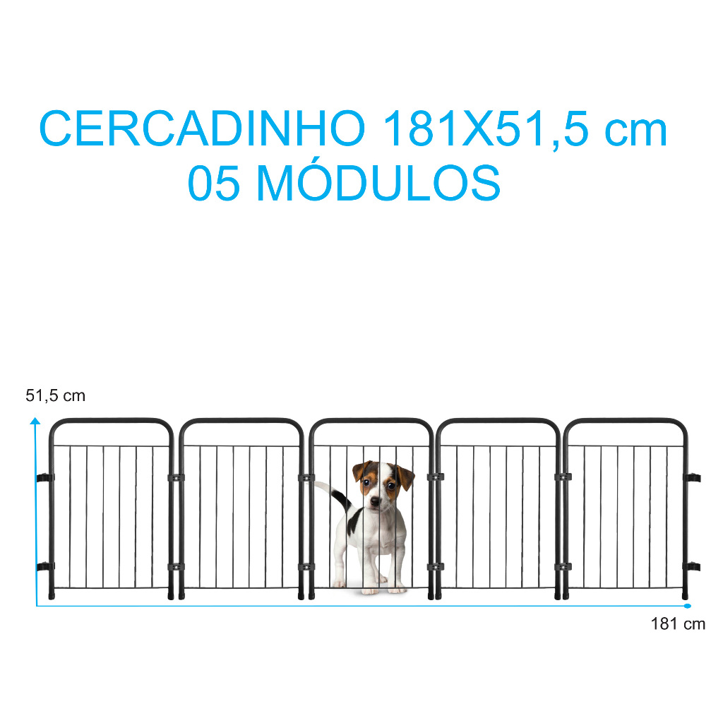 Cercado Grade 181x51cm 5 Módulos Segurança Pet Cães Cachorro