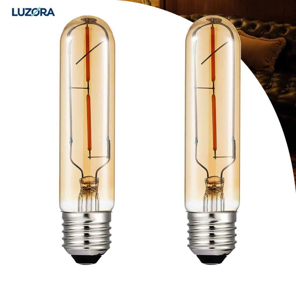 KIT 2 a 6 Lâmpada Filamento LED T125 Edison 2W Estilo Retrô Vintage Luz Quente Bivolt E27 Âmbar